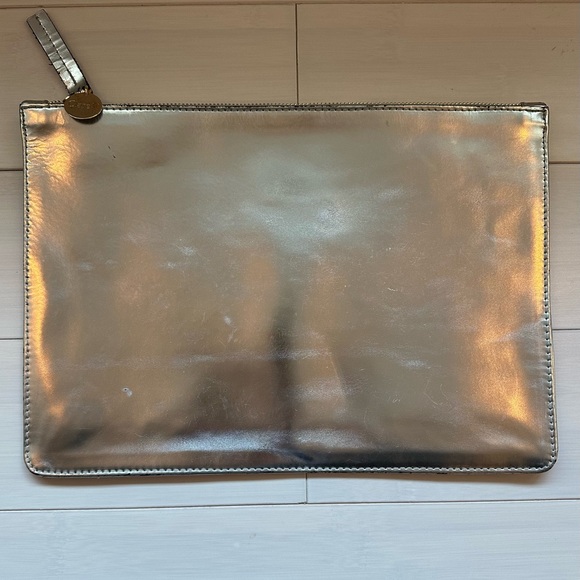 Clare V. Flat Clutch in Silver Leather